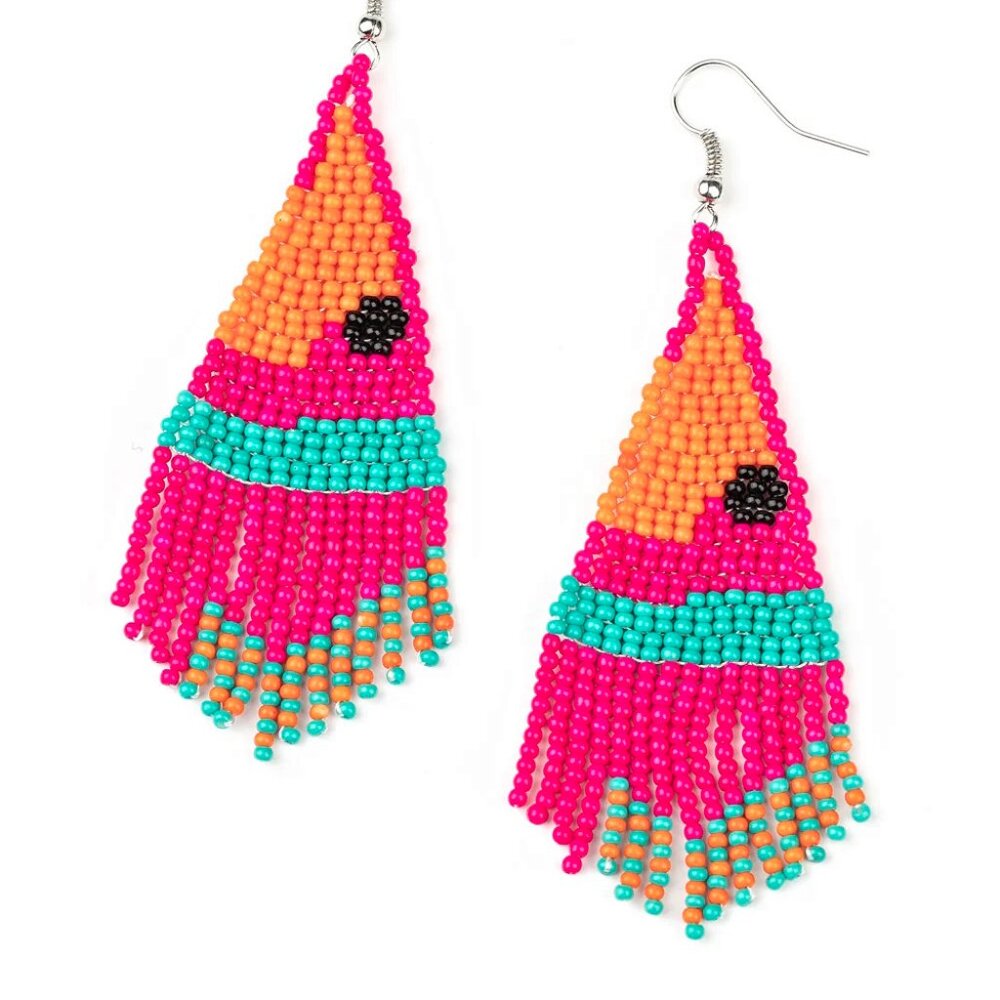 Paparazzi Jewelry Accessories - Brightly Beaded - Pink Earrings - Vintage - Picture 4 of 4